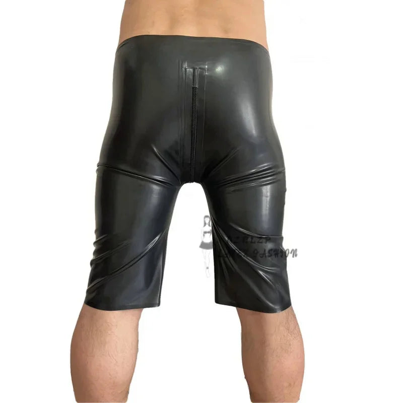 Handmade Black Latex Pants For Man Boxer Shorts