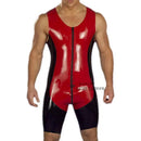 Latex Herren Schwarz-Rot Cat Suit Herren 0,4 mm Gummi Größe