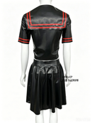 Black Latex JK Dress Japanese School Uniform Sailor Uniform Top and Short Skirt