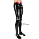 Men Latex Rubber Pants Trousers With Socks Crotch Inside Hide Openning