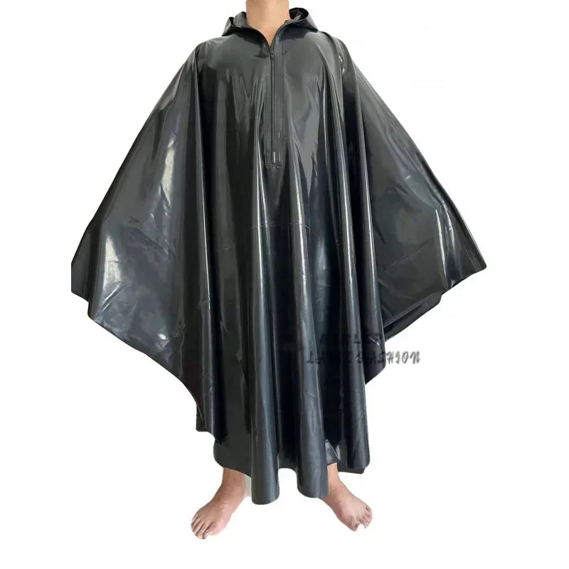 Sexy Latex Accessory For Men And Women Cosplay Costume Long Cloak Multi-Function Waterproof Raincoat