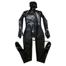 Schwarzer Latex-Catsuit Gummi-Overall Zentai Bodysuit mit Kapuze, Handschuhen und angenähten Socken