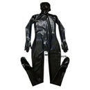 Schwarzer Latex-Catsuit Gummi-Overall Zentai Bodysuit mit Kapuze, Handschuhen und angenähten Socken