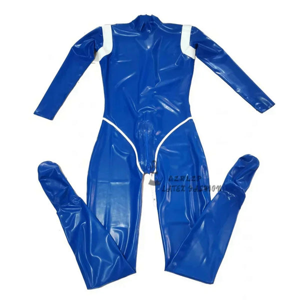 Latex Rubber Suit Full Body Blue Tights Bodysuit Stylish Catsuit