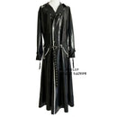 Latexmantel Gummi Unisex Schwarz Cooler Windbreaker Jacke Mit Gürtel Über Dem Knie Längere Oberbekleidung Trench