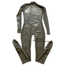 Herren Latex Catsuit Jumpsuit ohne Reißverschluss Halseinstieg Fetisch Gummi Bodysuit mit kleinem Loch vorne Cosplay