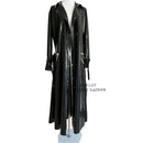 Latexmantel Gummi Unisex Schwarz Cooler Windbreaker Jacke Mit Gürtel Über Dem Knie Längere Oberbekleidung Trench