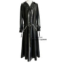 Latexmantel Gummi Unisex Schwarz Cooler Windbreaker Jacke Mit Gürtel Über Dem Knie Längere Oberbekleidung Trench
