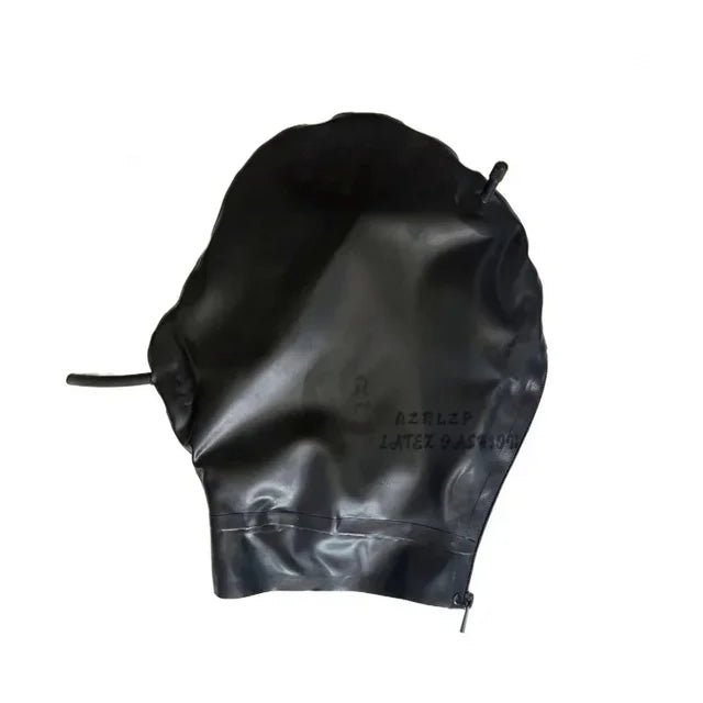 Sexy Black Inflatable Latex Fetish Hood Mask Catsuit Back Zipper