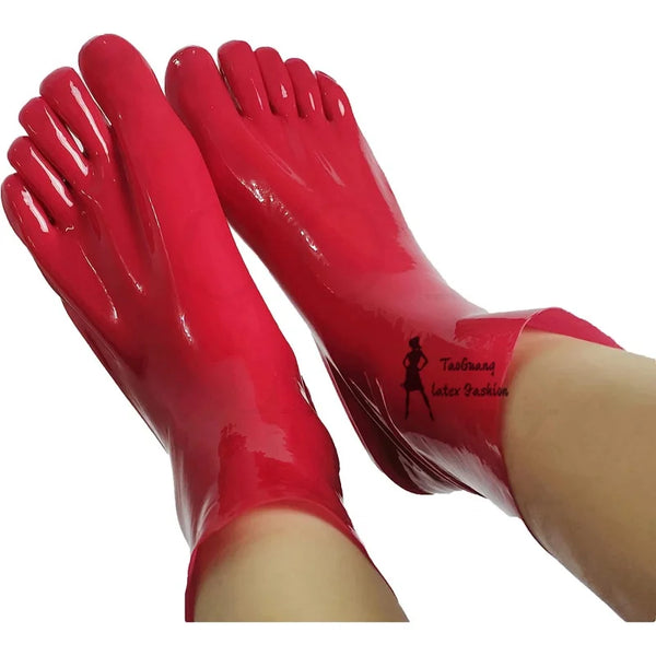 Natural Red Black Ankle Short Ankle Toe 100% Latex Rubber Socks 0.4MM