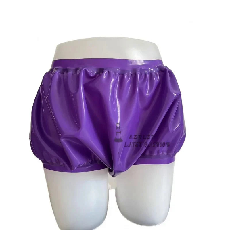 JVHGE Purple Sexy High Waist Latex Panites Loosely Rubber Diaper Briefs Underpants Underwear Pants