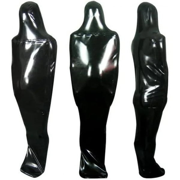 Black Sexy Full Body Latex Bodybag Rubber Sack Fullbody Front Zipper Entry