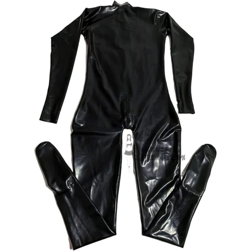 Latex Rubber Rubber 0.4MM Black Feet Catsuit Bodysuit Suit Fashion