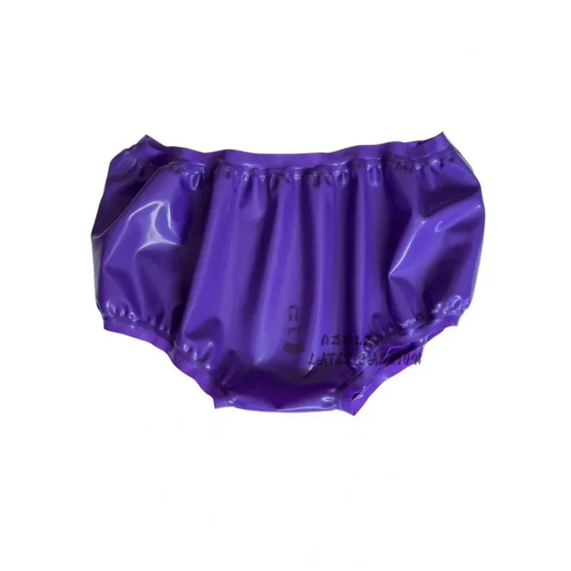 JVHGE Purple Sexy High Waist Latex Panites Loosely Rubber Diaper Briefs Underpants Underwear Pants