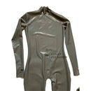 Herren Latex Catsuit Jumpsuit ohne Reißverschluss Halseinstieg Fetisch Gummi Bodysuit mit kleinem Loch vorne Cosplay