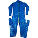 Latex Catsuit Rubber Women Transparent blue Full Cover Bodysuit With yellow Zipper