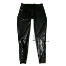 Men Rubber Trousers Bottoms Latex Leggings Pants Crotch Zipper