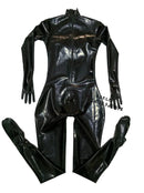 Sexy Schwarzer Latex Fetisch Ganzkörper Catsuit Haube Korsett 3D Künstliche Silikon Brusttasche E F G Körbchen (Schuhe nicht enthalten)