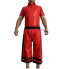 Latex Uniform Men Black Red Short Slevees Top and Medium Long Shorts Suit 0.4mm