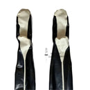 Schwarze sexy lange Latex-Overknee-Strümpfe Gummi-Strümpfe mit Rüschenbesatz
