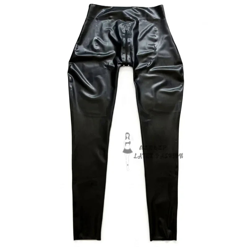 Latex Pants Men's Latex Trousers Tight  with Crotch zipper