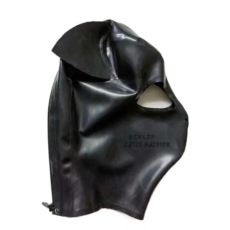 Latex Rubber Hood With Cat'S Ears Decoration Beautiful Headgear Rubber Mask