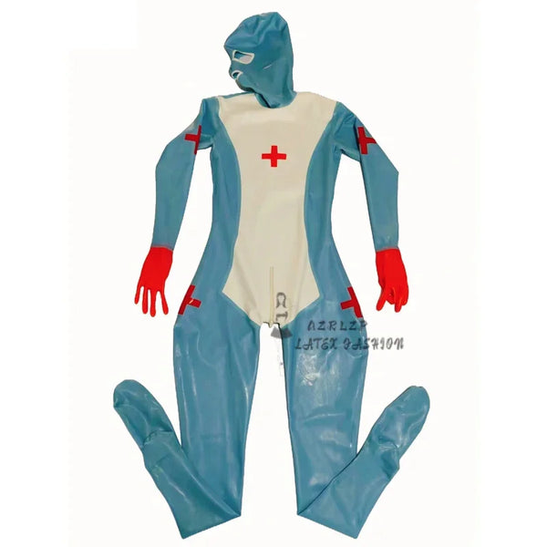 Latex Rubber Rubber Bodysuit Nursing Uniform Catsuit Size