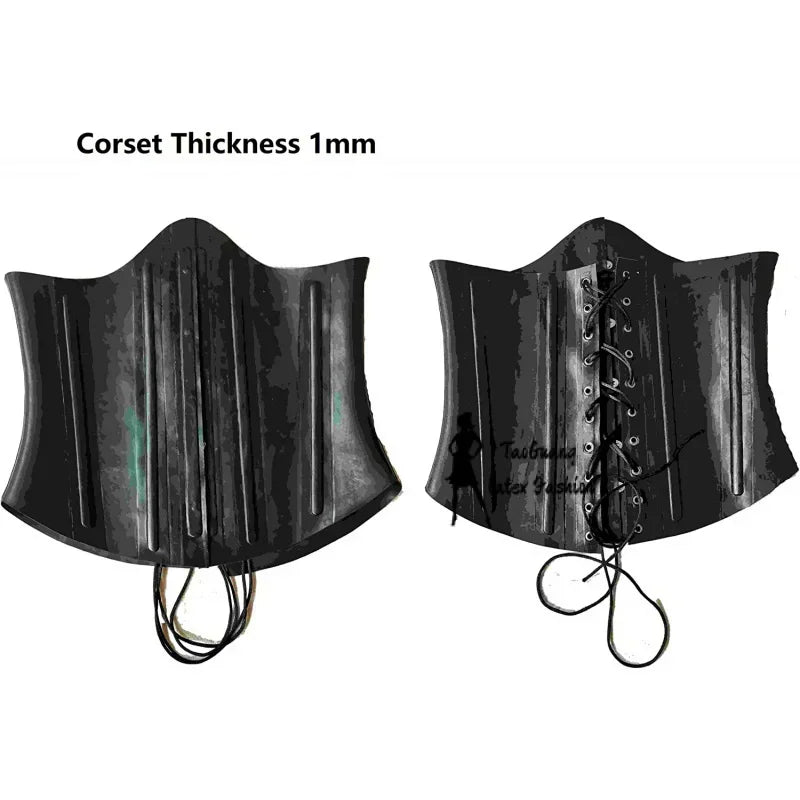 Latex 100% Rubber Women Black Girdles Corset Workout Waist Trainer 1mm