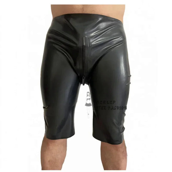 Handmade Black Latex Pants For Man Boxer Shorts