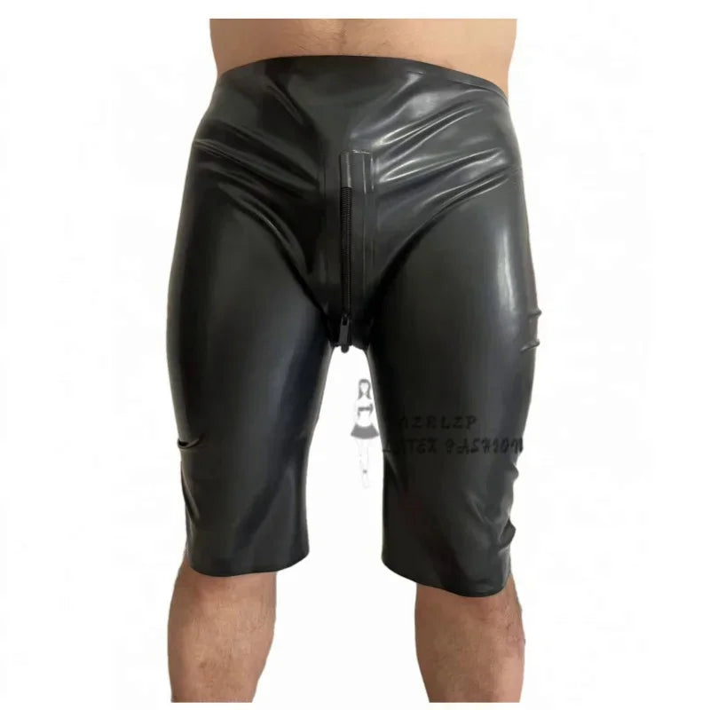 Handmade Black Latex Pants For Man Boxer Shorts