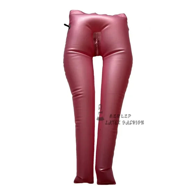 Inflatable Latex Pants Trousers Sexy Unisex Leggings Tights With Crotch Zipper