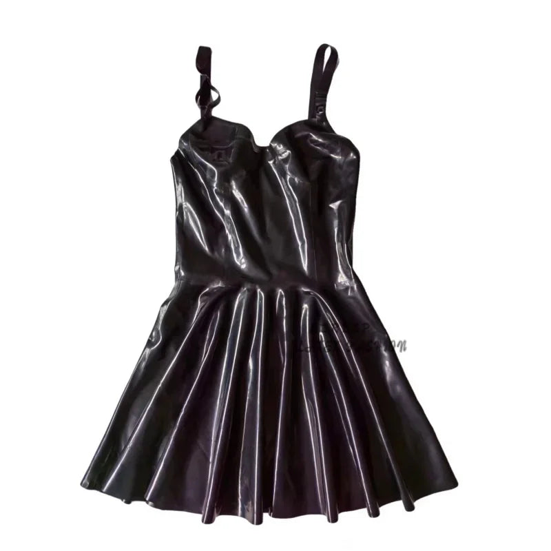 Sexy Natural Latex Women Dress suspender skirt costume adult