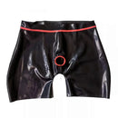 Herren-Latex-Boxershorts mit Zierleiste, Ringloch, Latex-Dessous, Boxershorts