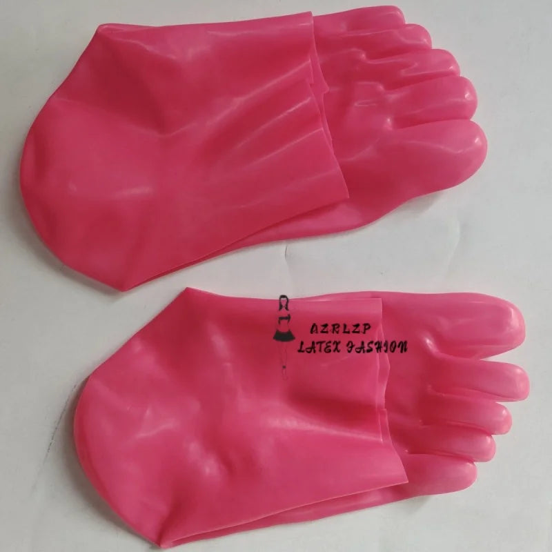 Latex Socks, Hot Pink Latex Toe Socks, One Molding, Thickness 0.4mm