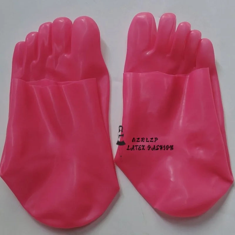 Latex Socks, Hot Pink Latex Toe Socks, One Molding, Thickness 0.4mm