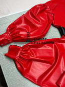 Latex Rubber V-neck Long Loose-fitting Jumpsuit, Suitable for Parties, Cosplay and Casual Wear.