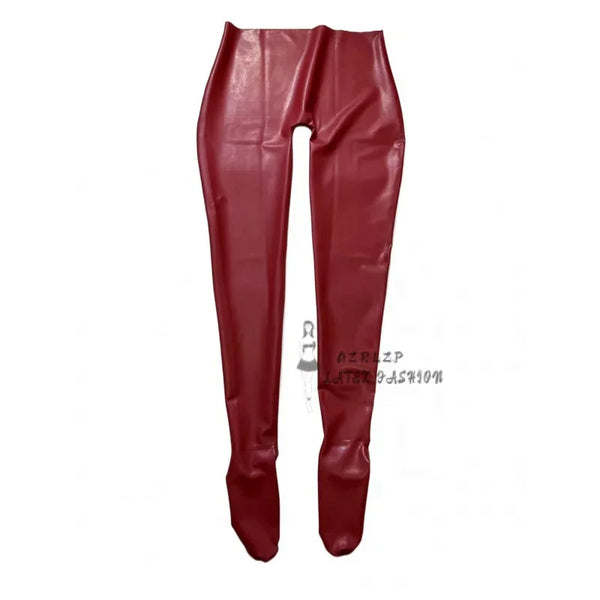 Latex Pants Metallic Red Tight Ladies Rubber Tights No Zipper