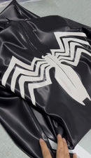 Black Latex Venom Catsuit White Spider Logo Cosplay Bodysuit