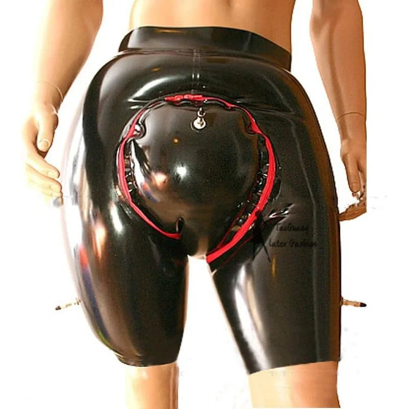 Latex rubber fashion men Boxer shorts inflatable shorts double layer