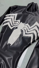 Black Latex Venom Catsuit White Spider Logo Cosplay Bodysuit