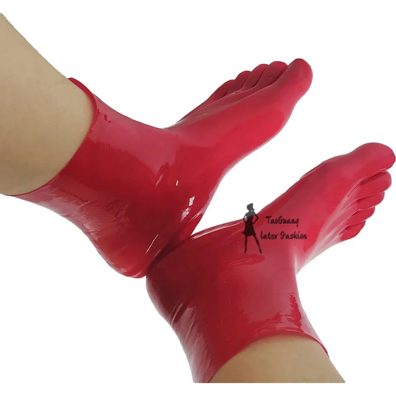 Natural Red Black Ankle Short Ankle Toe 100% Latex Rubber Socks 0.4MM