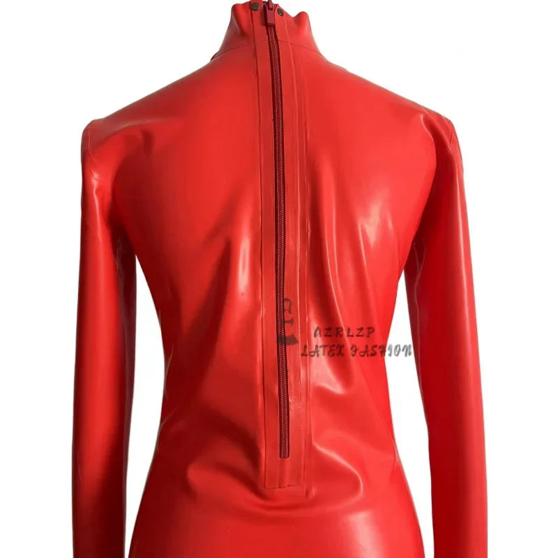 Sexy Long Sleeve Latex Women's Rubber Tight Party Dress With Back Zip Clubwear Custom