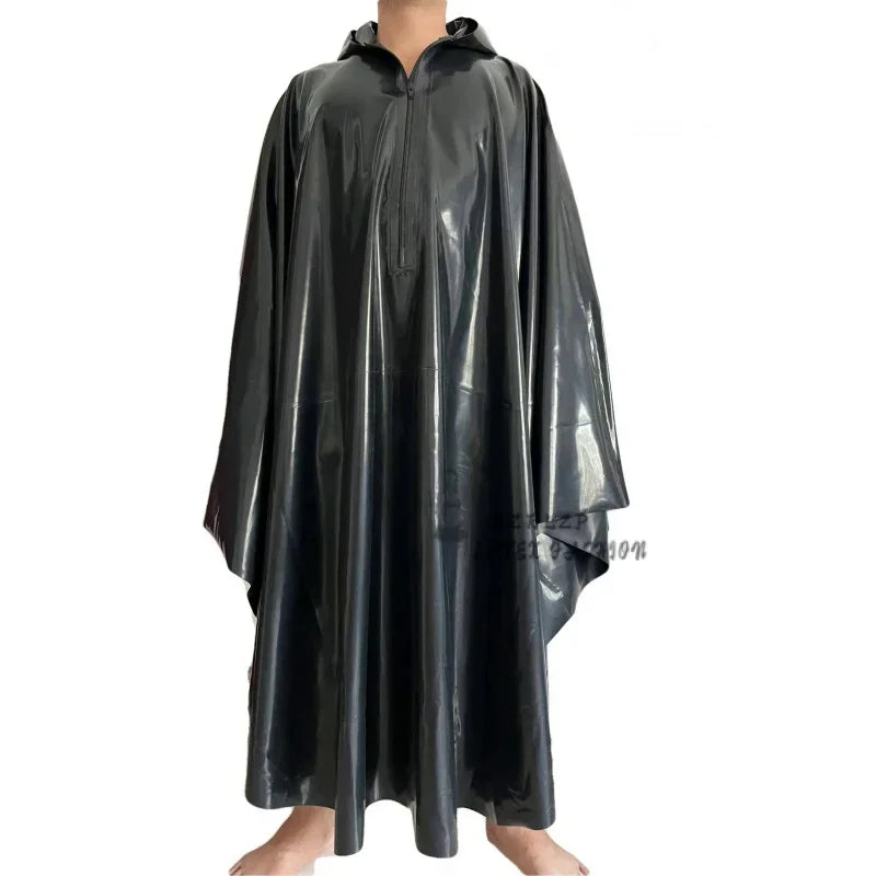 Sexy Latex Accessory For Men And Women Cosplay Costume Long Cloak Multi-Function Waterproof Raincoat