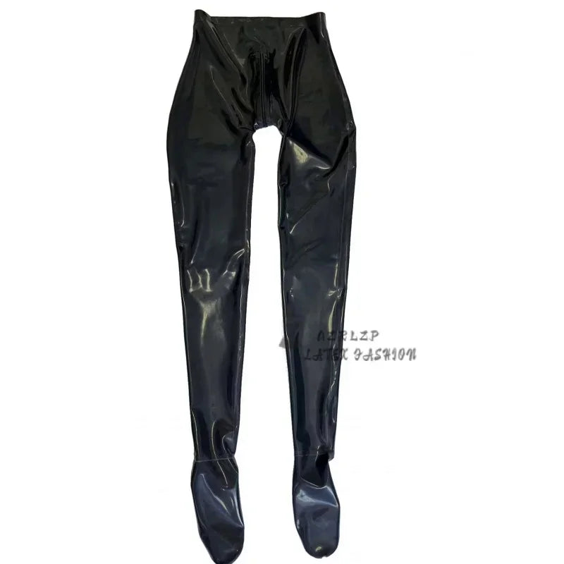 Latex Pants Trousers Sexy Unisex Leggings Natural Latex Leggings Crotch Zipper