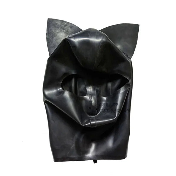 Latex Rubber Hood With Cat'S Ears Decoration Beautiful Headgear Rubber Mask