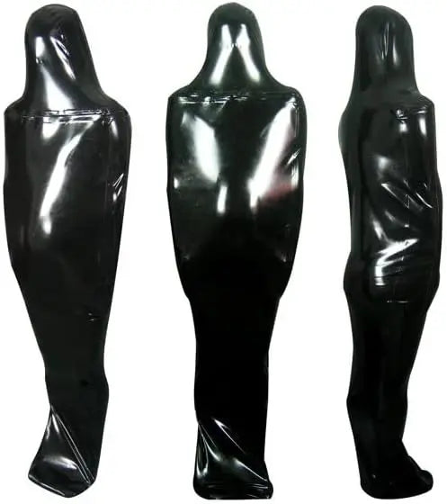 Black Sexy Full Body Latex Bodybag Rubber Sack Fullbody Front Zipper Entry