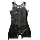 Sexueller Latex-Gummi-Ärmelloser Overall für Herren im Tank-Stil Gummi-Trikot mit Reißverschluss im Schritt