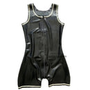 Sexueller Latex-Gummi-Ärmelloser Overall für Herren im Tank-Stil Gummi-Trikot mit Reißverschluss im Schritt