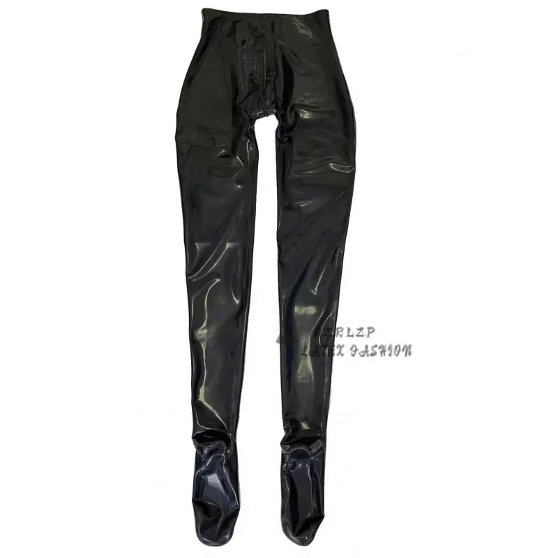 Latex Pants Trousers Sexy Unisex Leggings Natural Latex Leggings Crotch Zipper