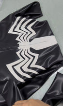 Black Latex Venom Catsuit White Spider Logo Cosplay Bodysuit